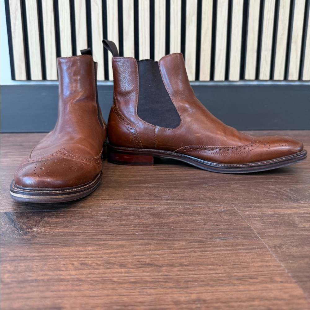 Johnston & Murphy Chestnut Leather Wingtip Chelsea Boots